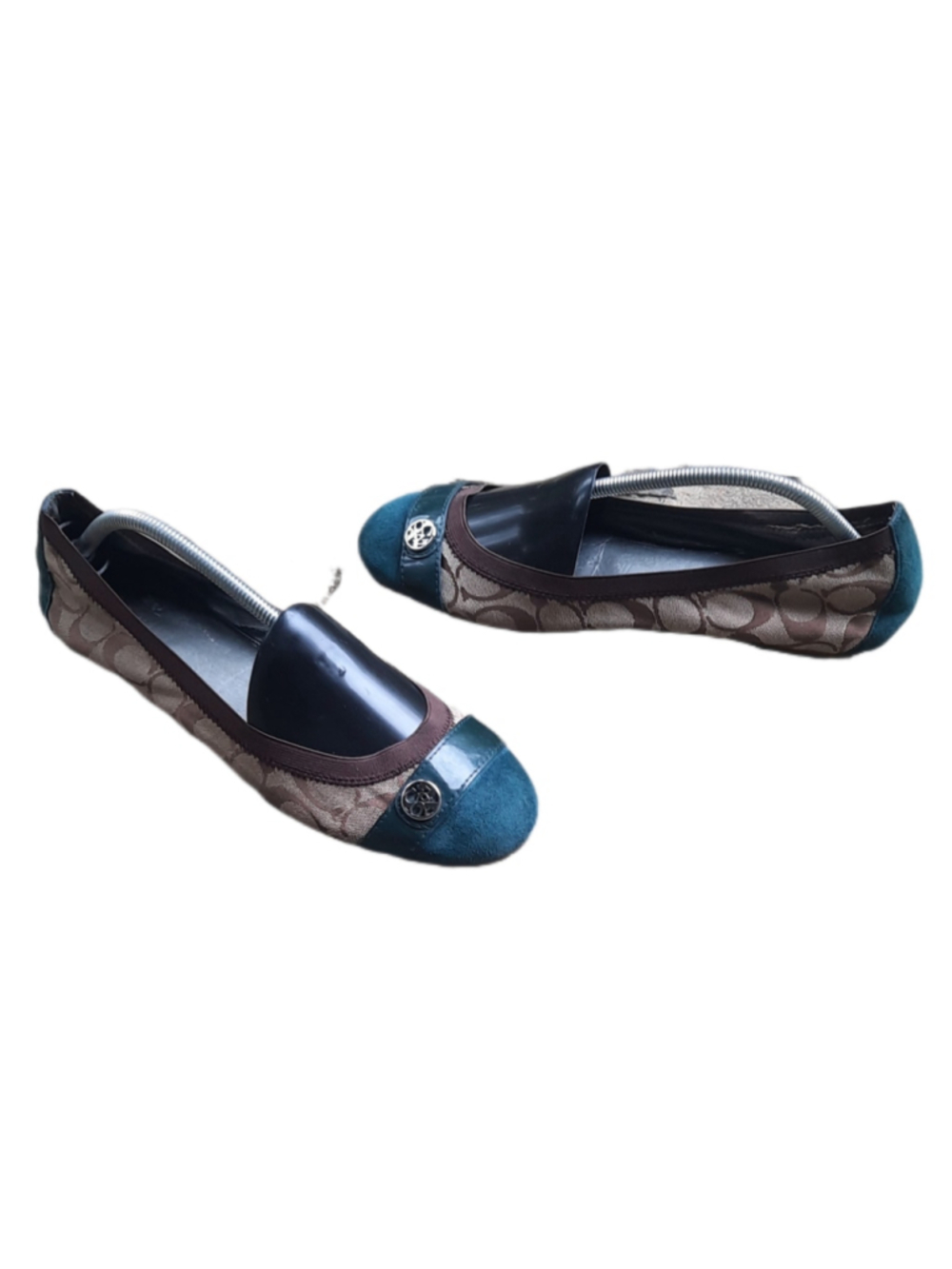 Vintage Coach Chelsey Ballet Flats Y2K Womens size 11(Khaki/Green)